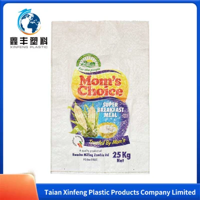 10kgs PP Embalaje tejido Impresión personalizada BOPP Laminado de grado alimenticio Bolsa de embalaje de arroz transparente